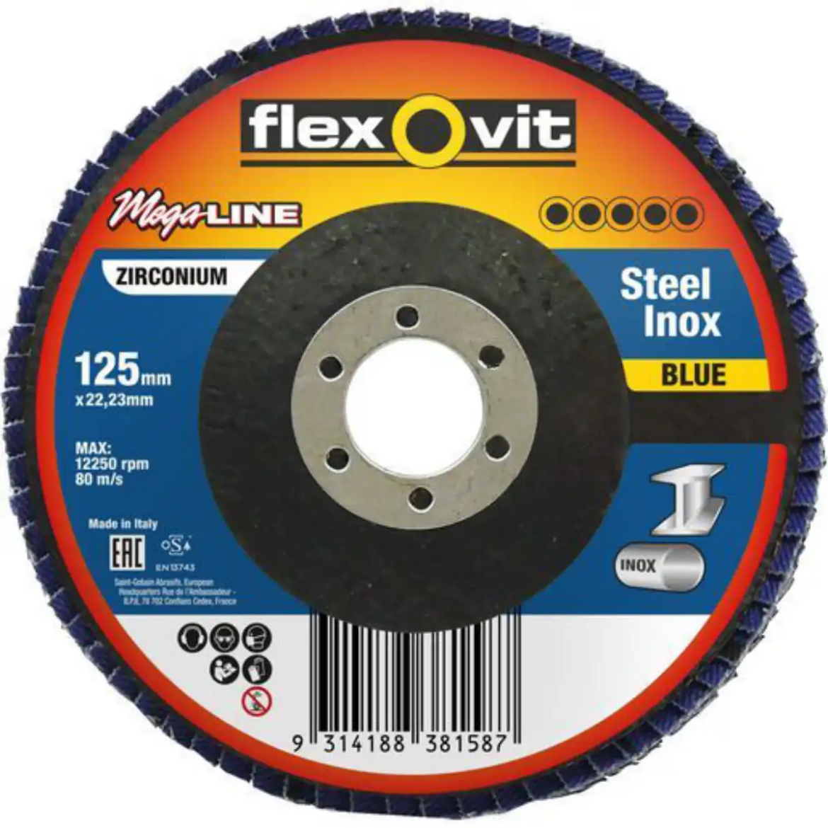 Picture of Flap Disc, 125x22mm Z60 Flexovit - MEGA-LINE BLUE HD R860 (BLUE), Zirconia