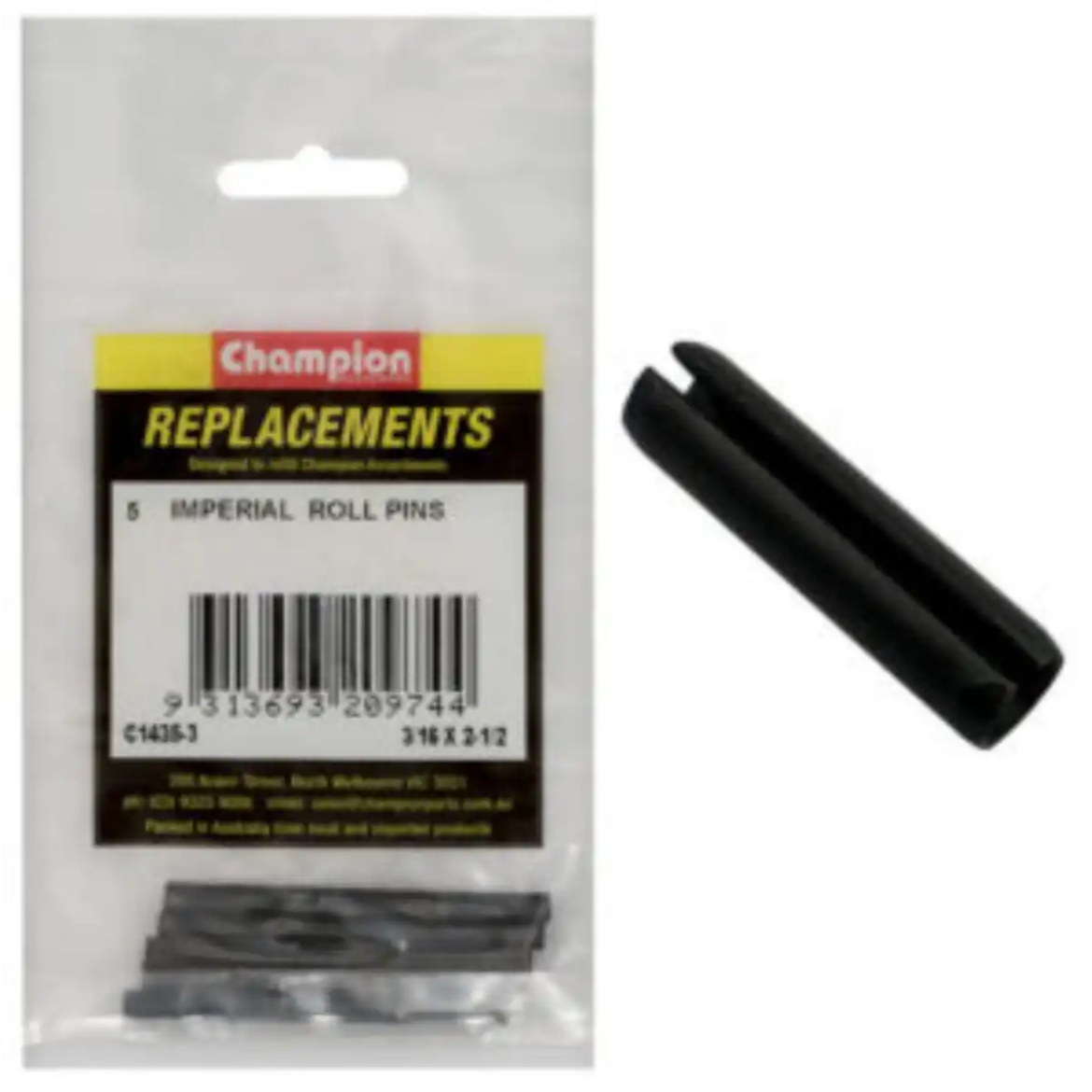 Picture of Roll Pins, 3/16" x 2 1/2", Pkt.5
