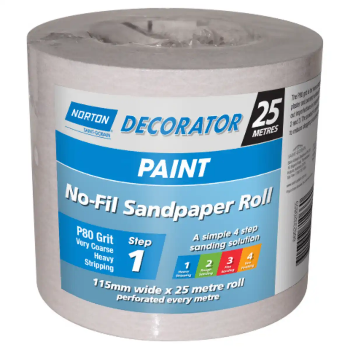 Picture of Sand Paper, 115mm x 25m A239 P80 - PERFORATED NO-FIL ADALOX ROLLS (PAINT)