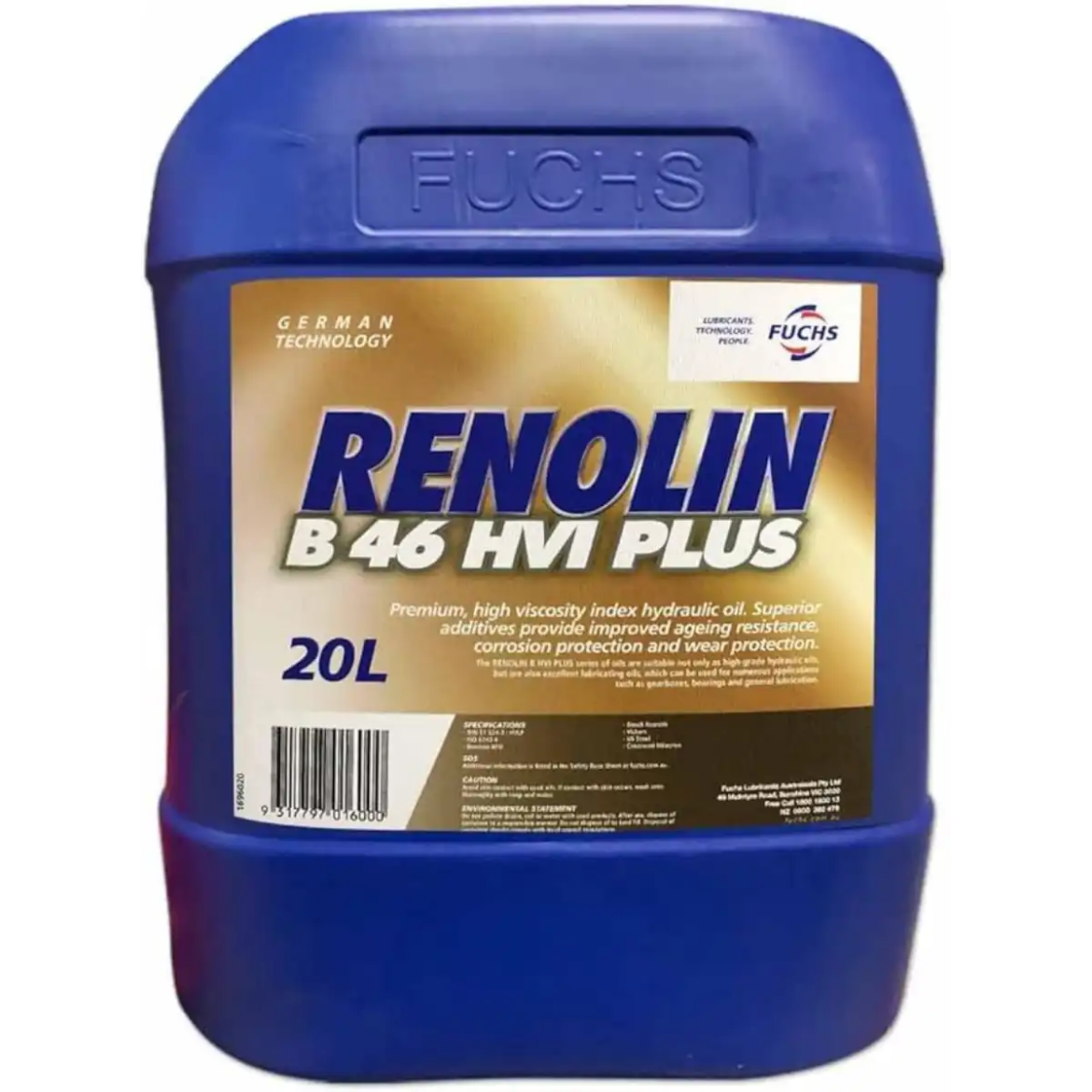 Picture of Hydraulic Oil, Fuchs, RENOLIN B 68 HVI PLUS, 20L (Blue)