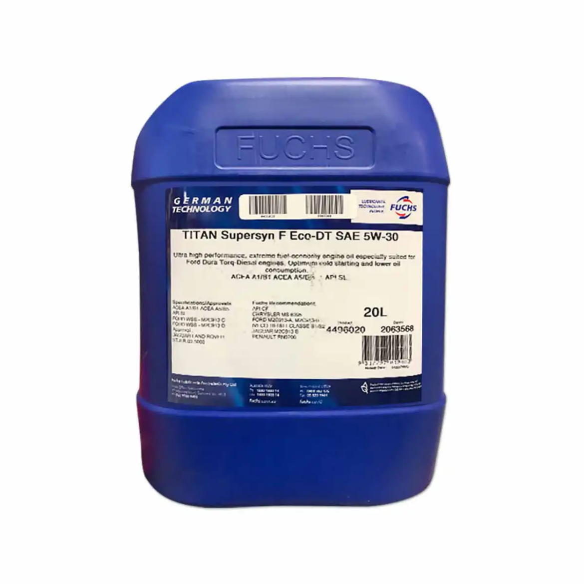 Picture of Engine Oil, Fuchs, TITAN Supersyn F Eco-DT SAE 5W-30, 20L, Suit Ford Ranger