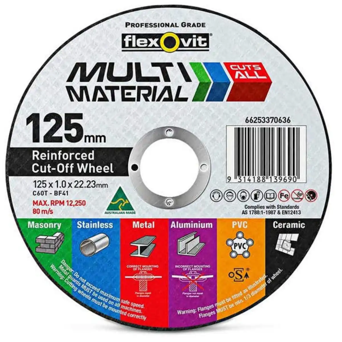 Picture of CUT OFF WHEEL 125 x 1.0 x 22.23mm C60T-BF41 MULTI MATERIAL ULTRA THIN TUB