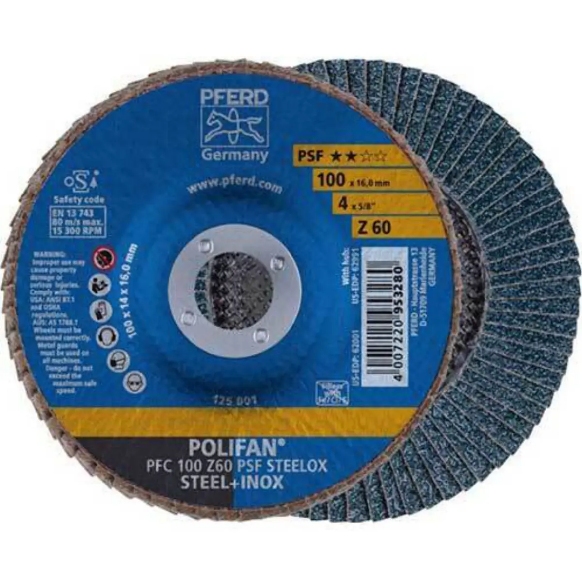 Picture of Flap Disc, Polifan PFC 100 Z60 PSF STEELOX/16