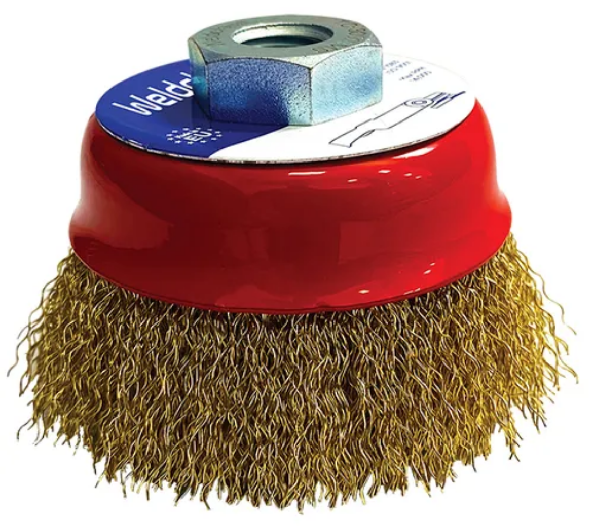 Picture of Wire Cup Brush, 75mm M14x2/M10x1.5 Mild-Steel (Brass Coated), Max 14,000 RPM
