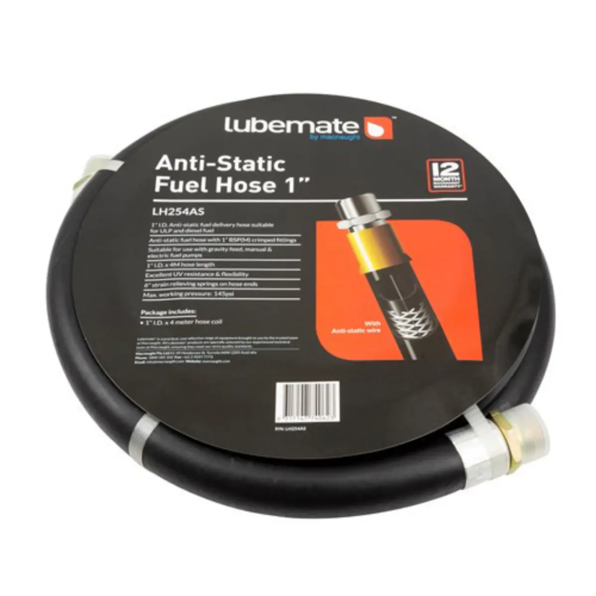 Picture of ANTI-STATIC FUEL HOSE - 1" x 4M WITH 1" BSP FITTINGS, suitable for ULP and diesel fuel