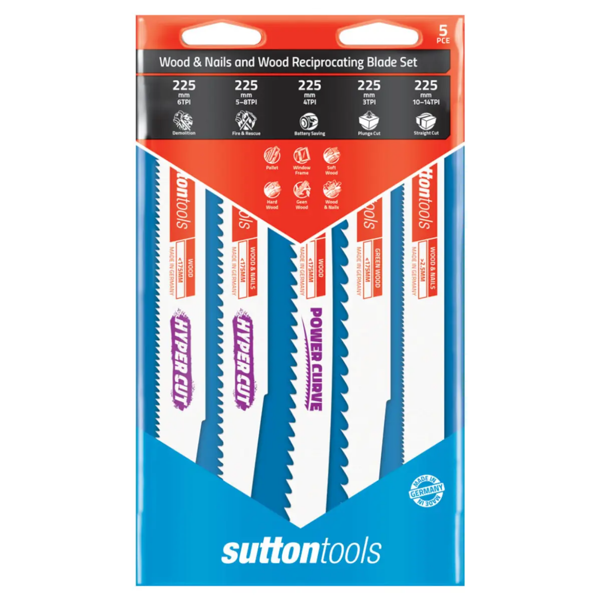 Picture of Blade Set, Reciprocating, 5 pce Wood Cutting, 225mm