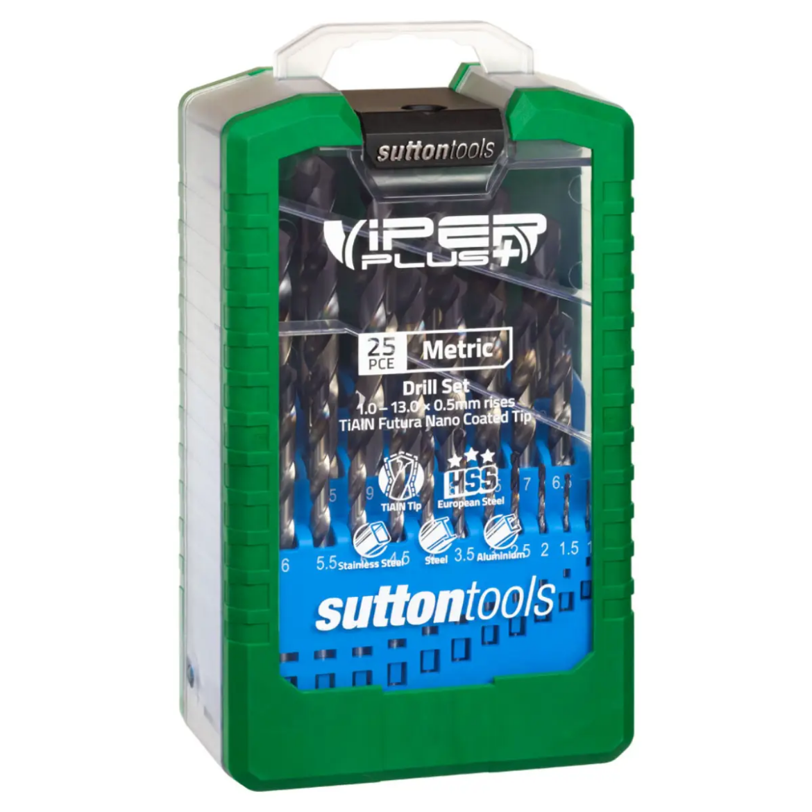 Picture of Drill Set, Metric, Viper Plus, 25pce, 1.0-13.0mm, Rises of 0.5mm, Futura Nano PVD coated tip