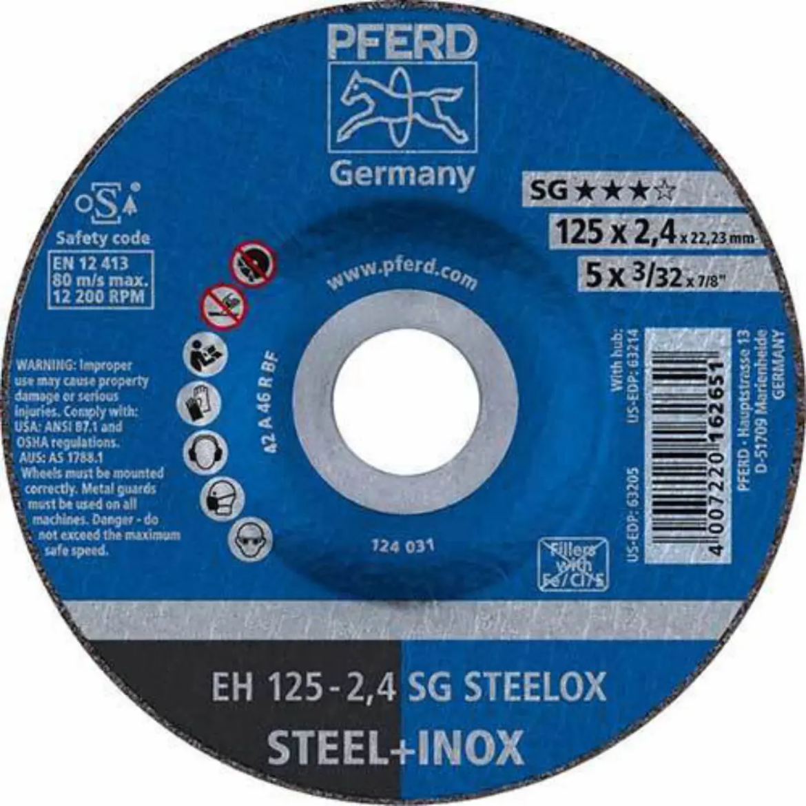 Picture of CUT-OFF WHEEL 5", EH 125-2,4 SG STEELOX, RAISED HUB