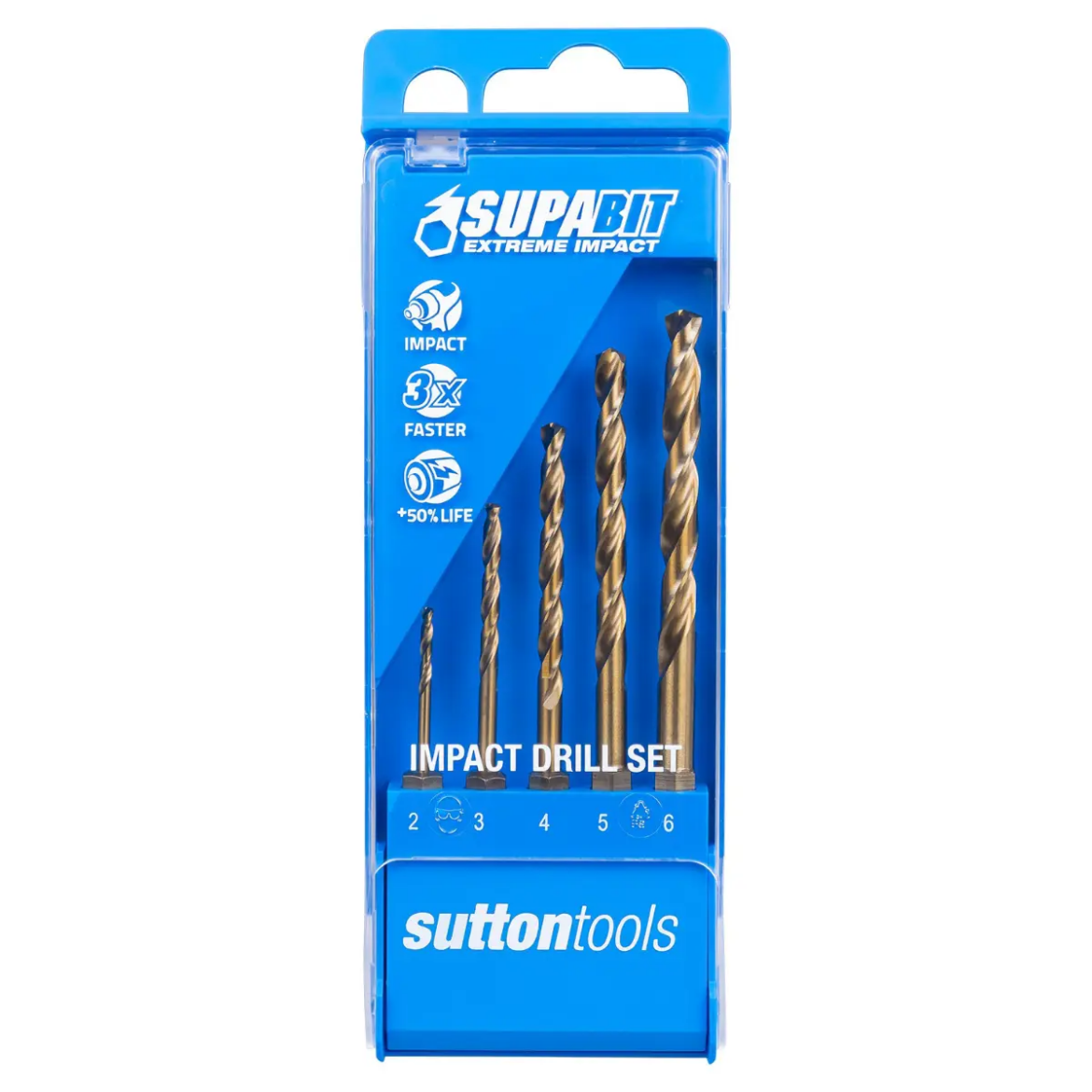 Picture of Impact Drill Set, 2,3,4,5,6mm, 1/4" Hex Shank, 5 Pce Supabit, Cobalt HSS