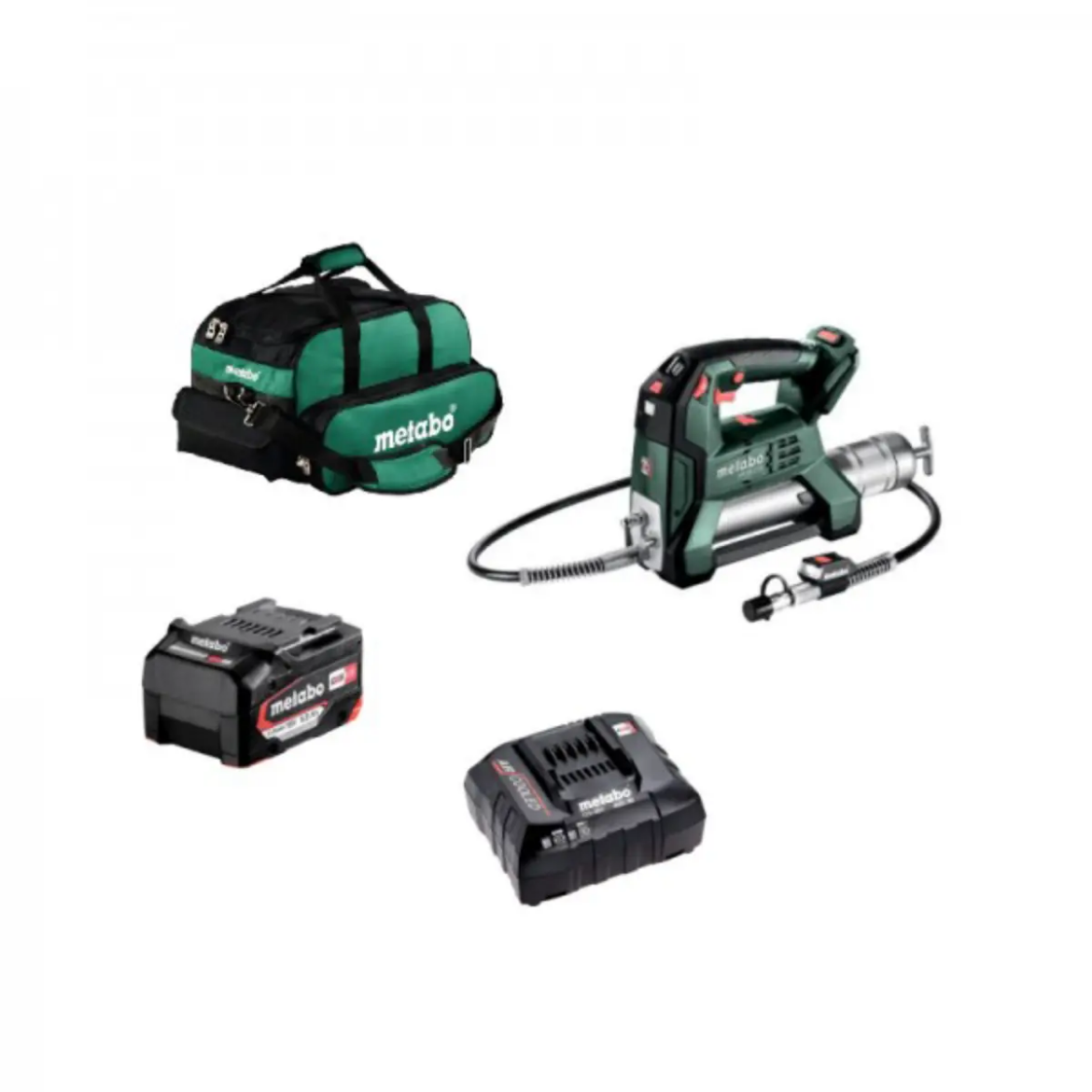 Picture of METABO Grease Gun Kit, 18V, 450/500g, FP 18 LTX, Incl. Battery Charger ASC55, 1 x 5.2 Ah Li-power Battery, 1 x Small Tool Bag
