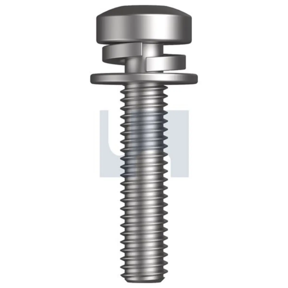 Picture of Machine Screw, Metric, 5 x 25mm, Pan/Philips Head, c/w Flat & Spring, Zinc Plated, SOLD BY THE BOX ONLY