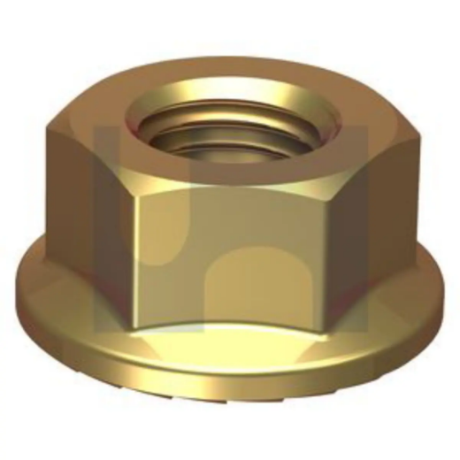 Picture of Nut, Metric Fine Flanged Serrated, M12-1.50, Zinc Yellow, Class 8