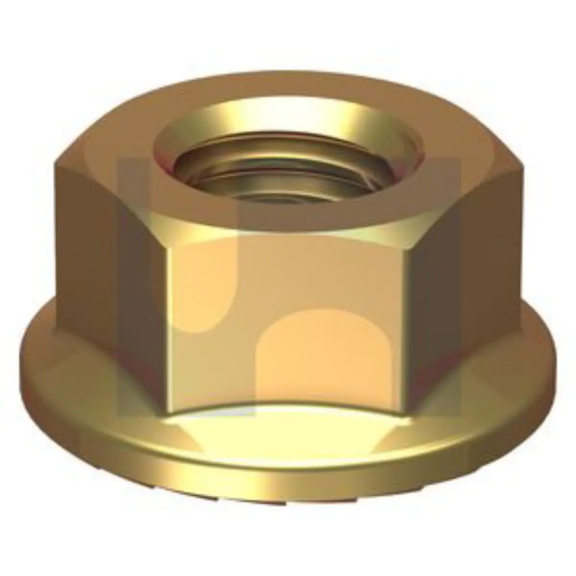 Picture of Nut, UNC, Flanged Serrated, 5/16", Grade 8, Zinc Yellow