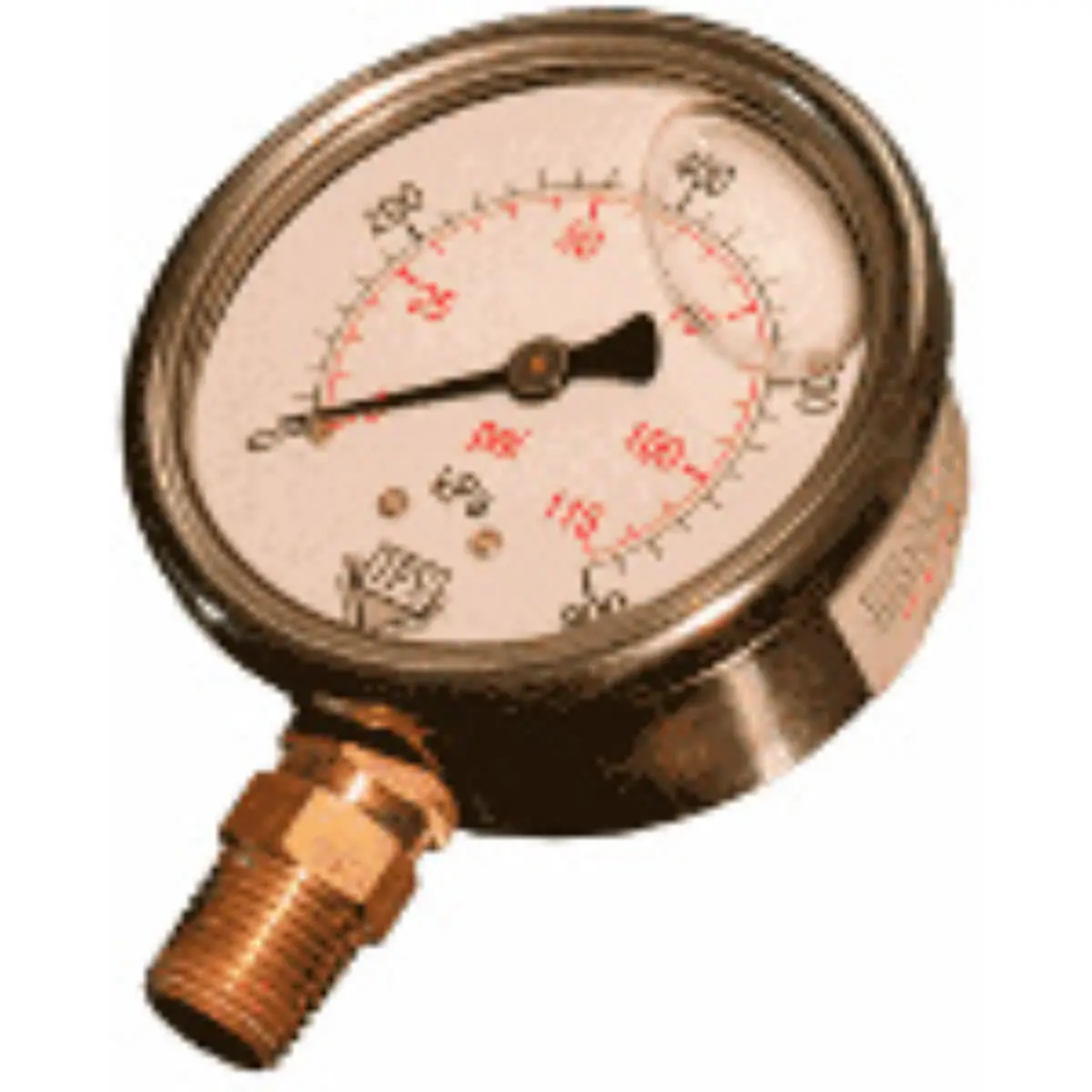 Picture of Pressure Gauge, 63mm Bottom Entry, 1000kpa/145psi, S/S Case, Liquid Filled, 1/4" BSP