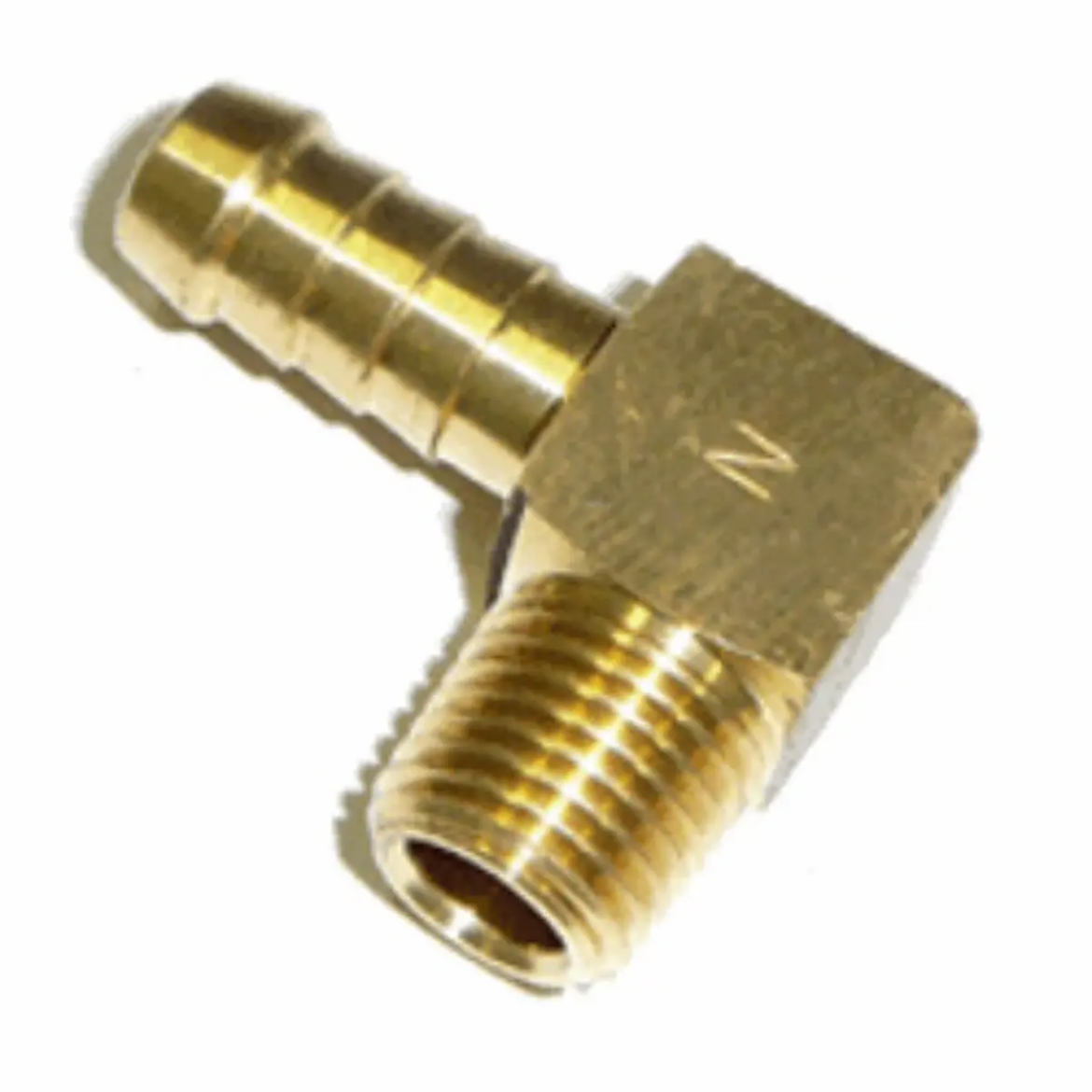 Picture of Elbow, Brass, 90 Deg, 1/2" Barb x 1/4" NPT-M