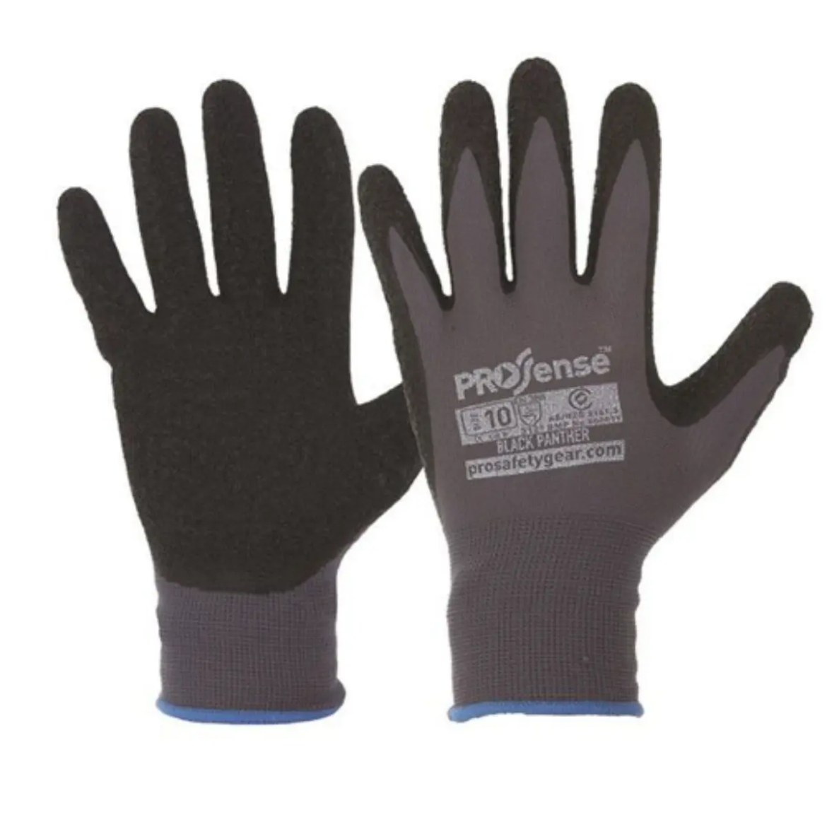 Picture of PROSENSE BLACK PANTHER GLOVES, LATEX PALM/NYLON LINER