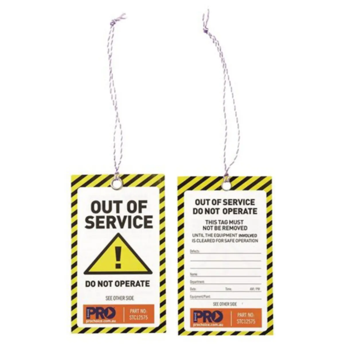 Picture of SAFETY TAG -125MM X 75MM CAUTION, OUT OF SERVICE, Pkt.100