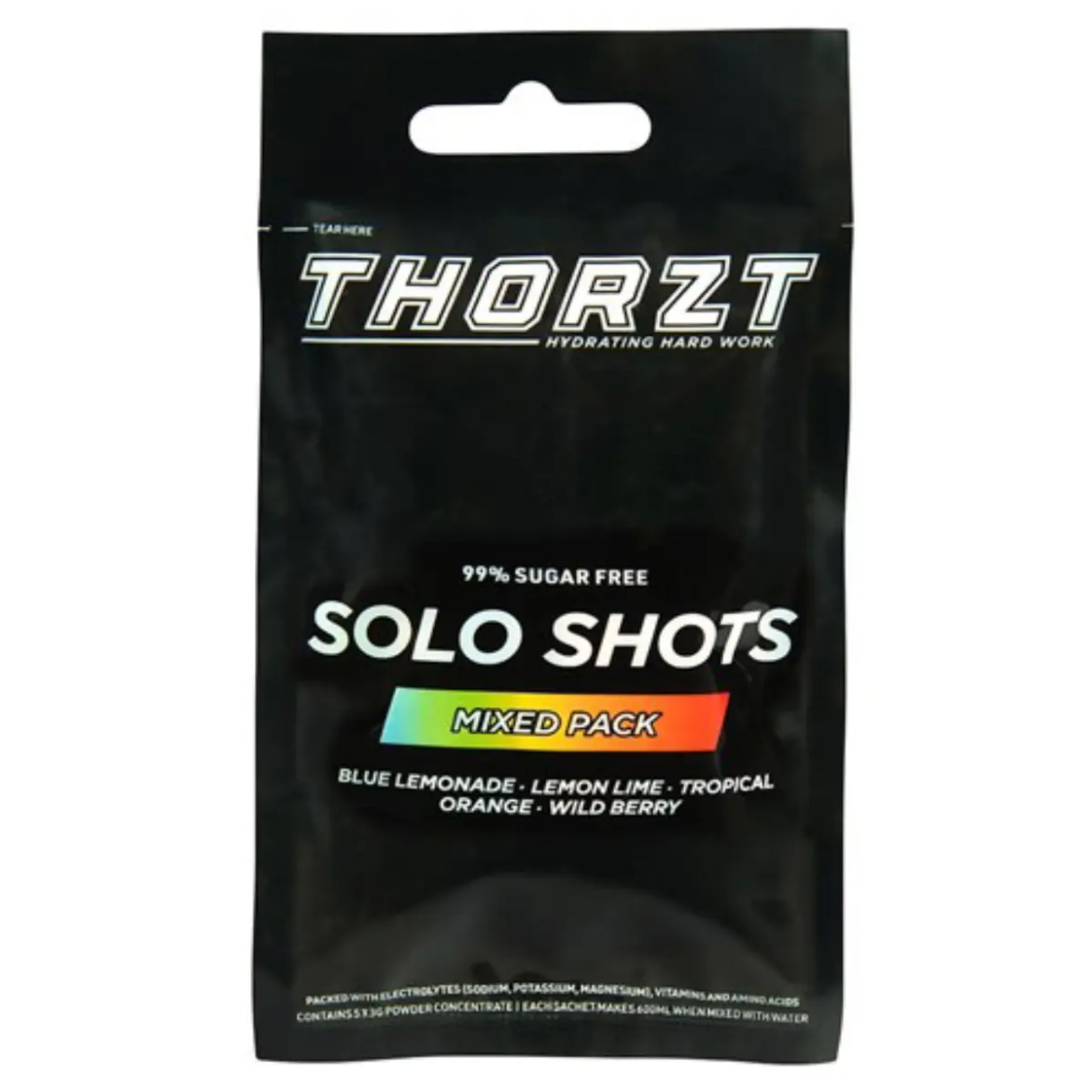 Picture of THORZT FIVE PACK SUGAR FREE SOLO SHOT MIXED FLAVOURS - 5 SACHETS