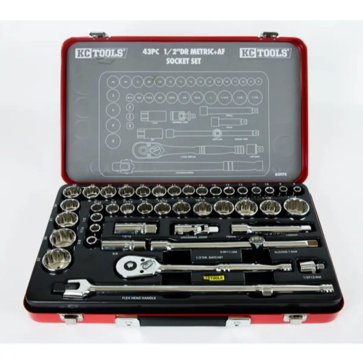 Picture of Socket Set, 1/2" Drive, Imperial & Metric, 43 Pce