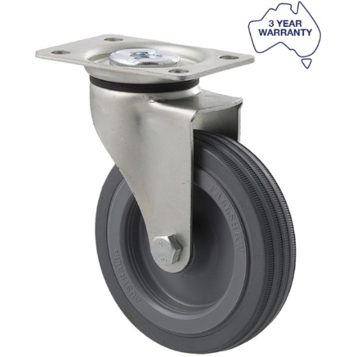 Picture of Castor, 100mm x 23mm Grey Rubber Wheel, Swivel, 50kg rated