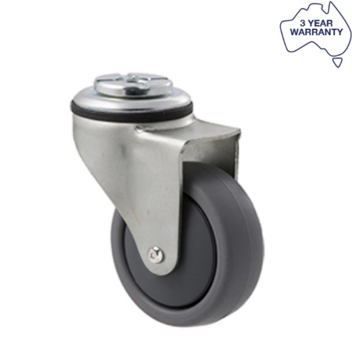 Picture of Castor, 65mm x 23mm TPE Rubber Wheel, Swivel Bolt Hole, 50kg rated