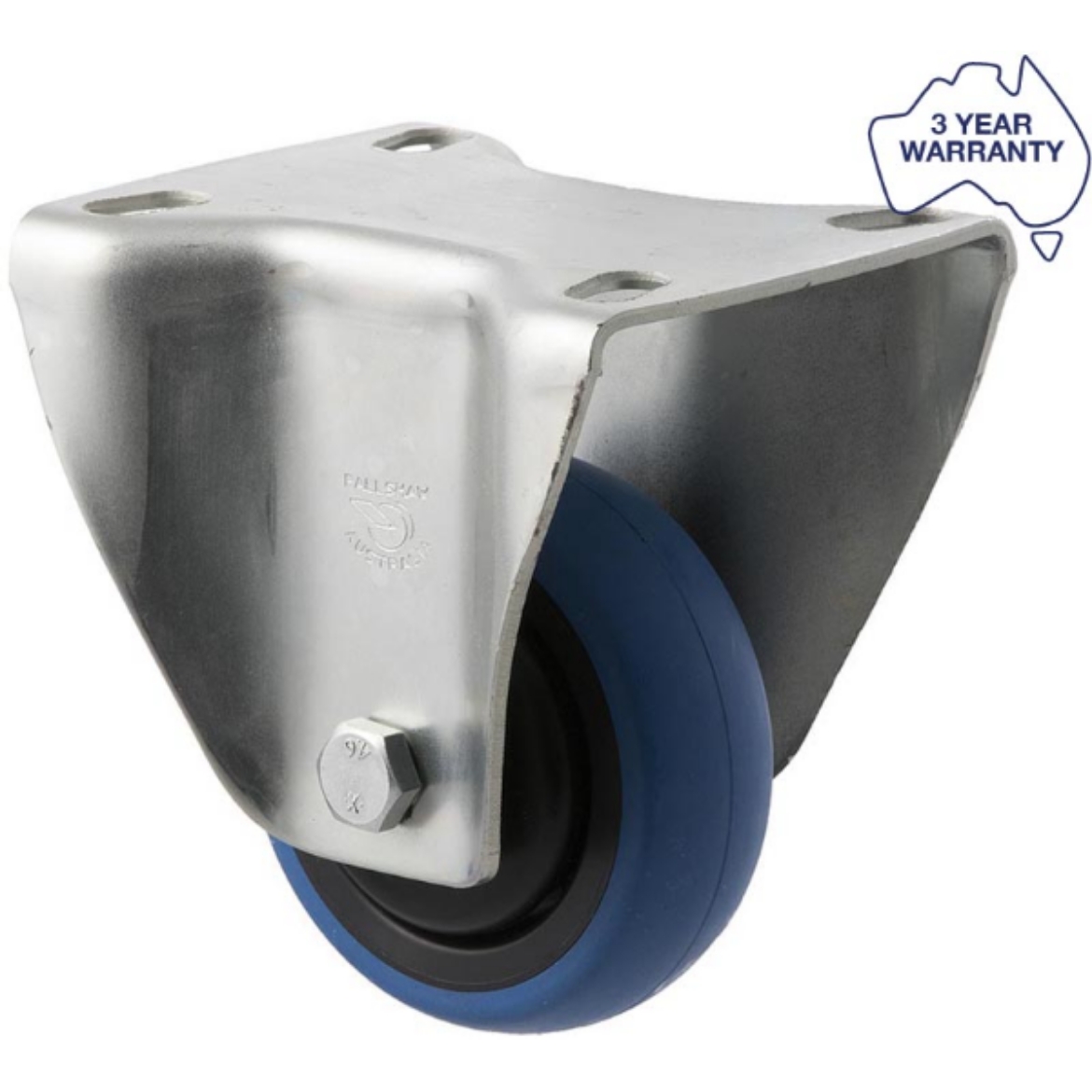 Picture of Castor, 75mm x 28mm Blue Rubber Wheel, Fixed, 85kg rated