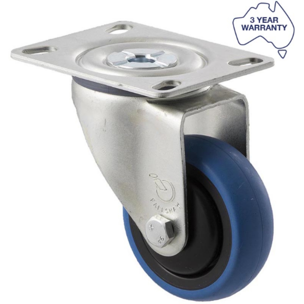 Picture of Castor, 75mm x 28mm Blue Rubber Wheel, Swivel, 85kg rated