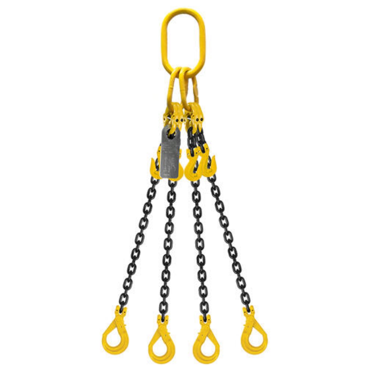 Picture of Grade 80 Chain Sling 8mm 4 Leg Effective Length C/W Clevis Type Grab Shortner And Clevis Self Locking Hook Tested 3M  (Lifting Chain)