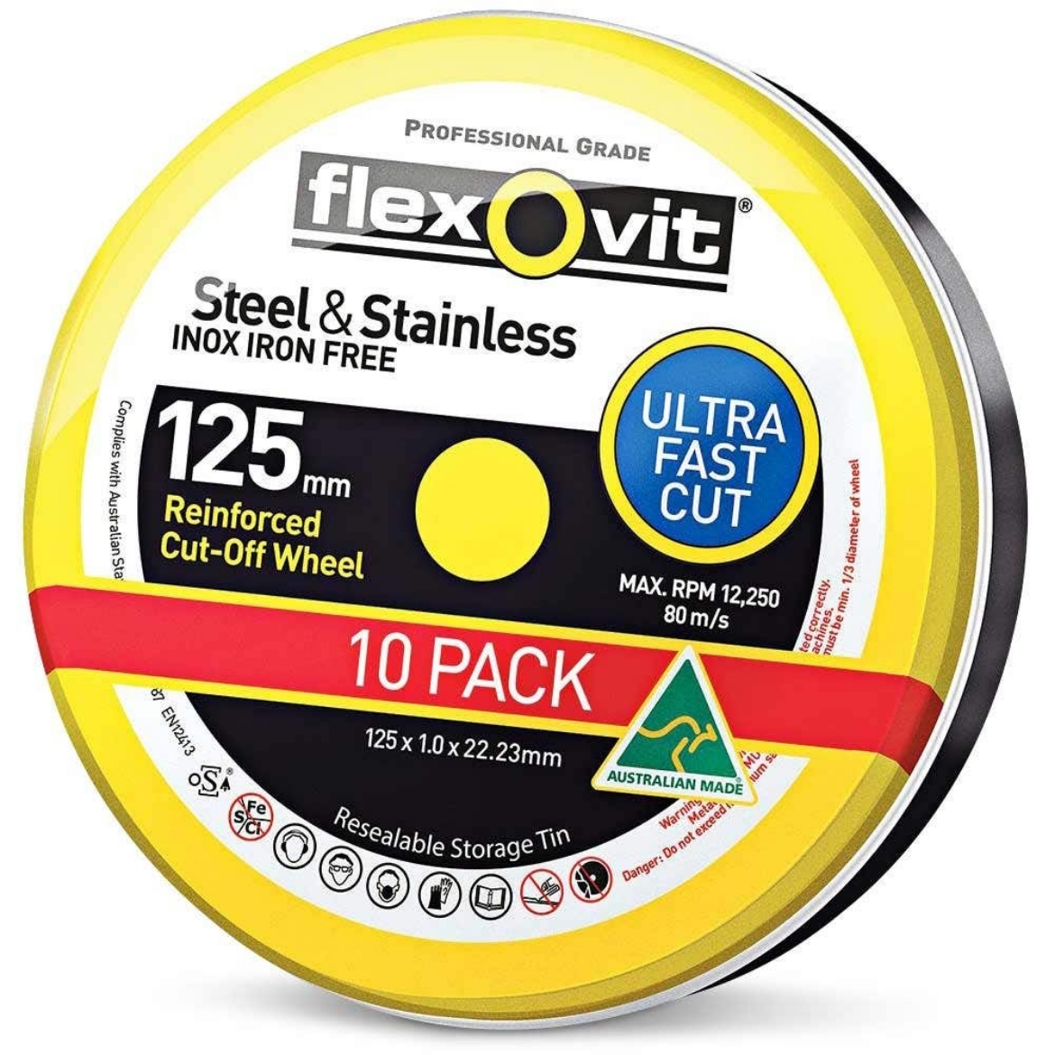 Picture of CUT OFF WHEEL 125 x 1.0mm Steel & Stainless Cut Off Disc - MEGA INOX - 10 Discs