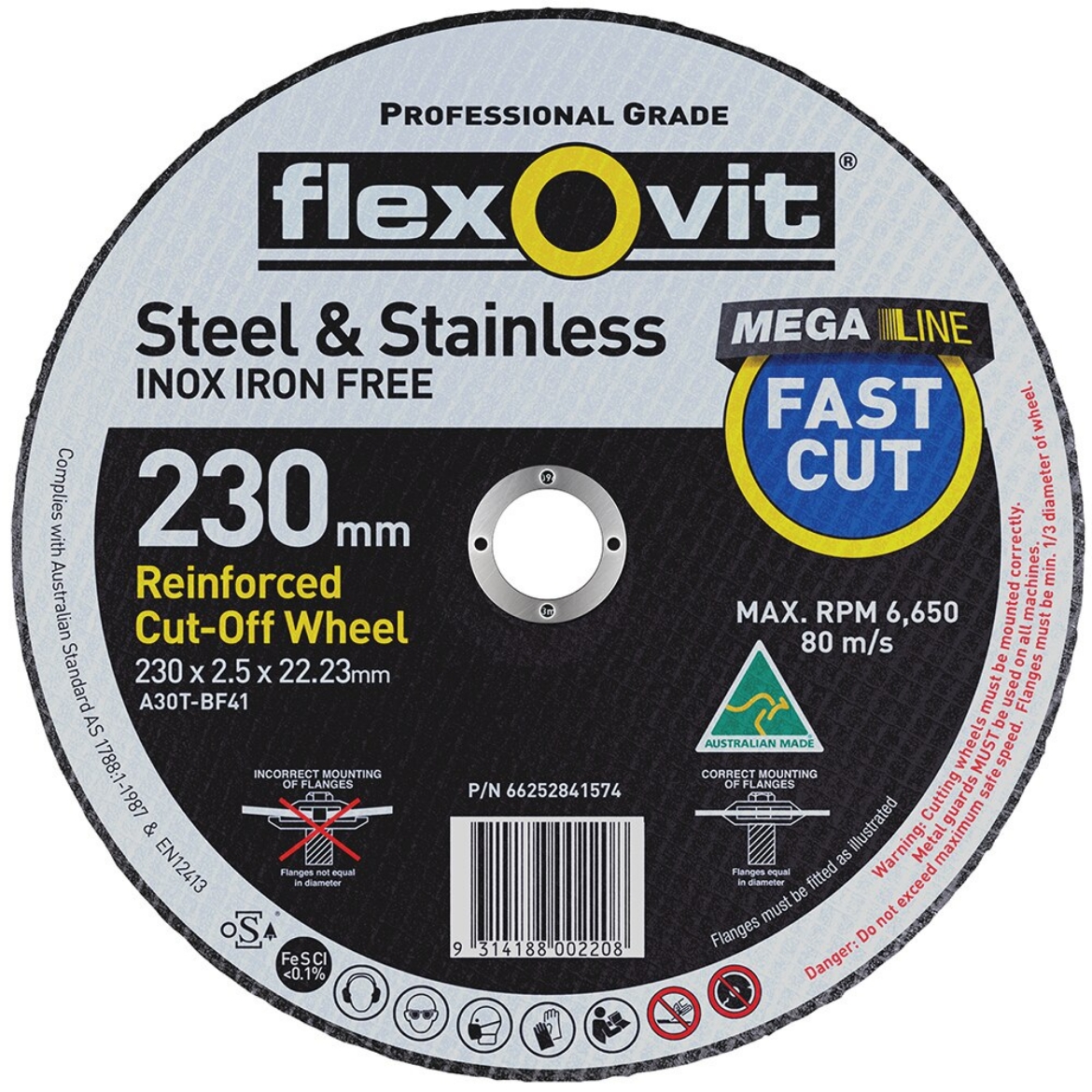 Picture of CUT OFF WHEEL 230 x 2.5 x 22.23mm A24V-BF41 MEGA LINE