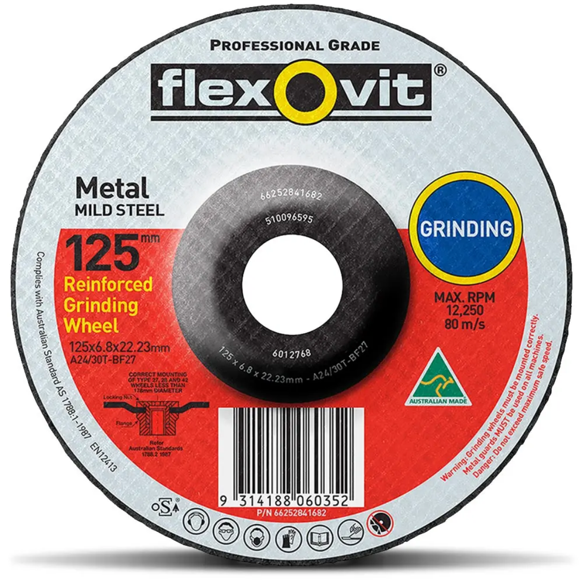 Picture of GRINDING WHEEL 125 x 6.8 x 22.23mm A24/30T METAL DEPRESSED CENTRE - GENERAL PURPOSE