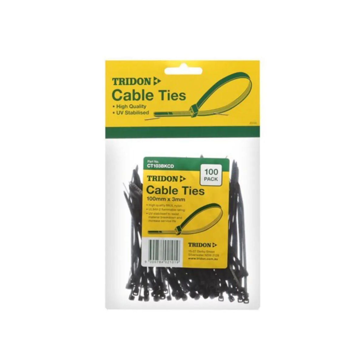 Picture of Cable Ties, Black, 200mm x 5mm, Pkt.100