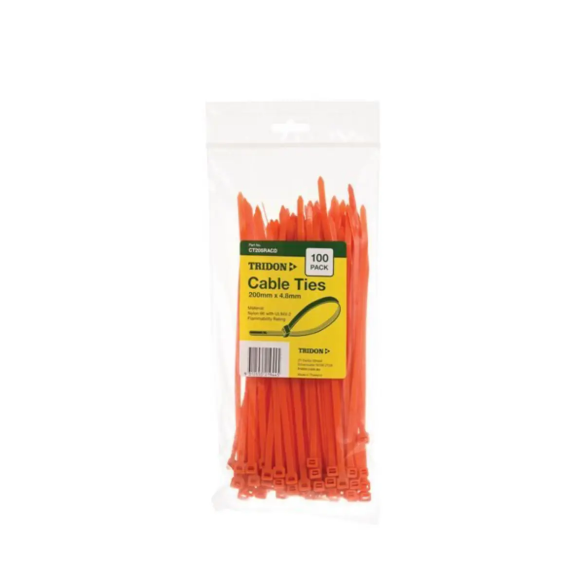 Picture of Cable Ties, Orange, 200mm x 4.8mm, Pkt.100