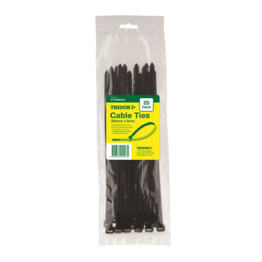 Picture of Cable Ties, Black, 300mm x 8mm, Pkt.25