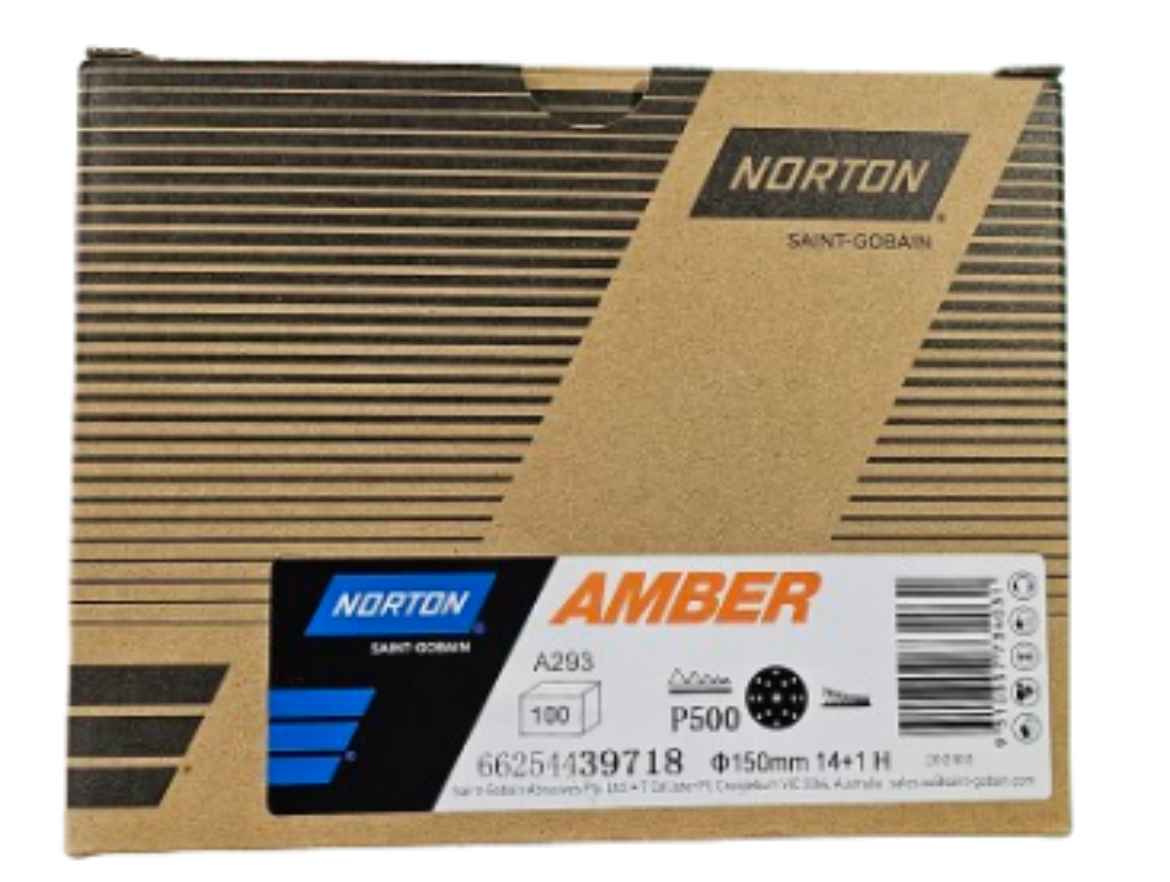 Picture of NORTON, Sanding Disc, 150mm x 14+1H - P600 AMBER NO-FIL SPEED-GRIP DISCS A293, Velcro Backed
