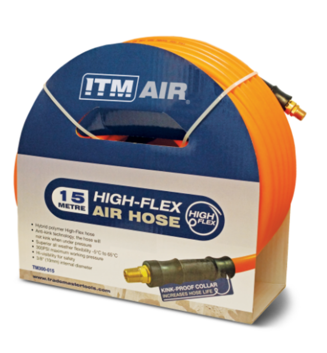 Picture of ITM AIR HOSE, 10MM (3/8") X 15M HYBRID POLYMER AIR HOSE, COMES WITH NITTO STYLE FITTINGS