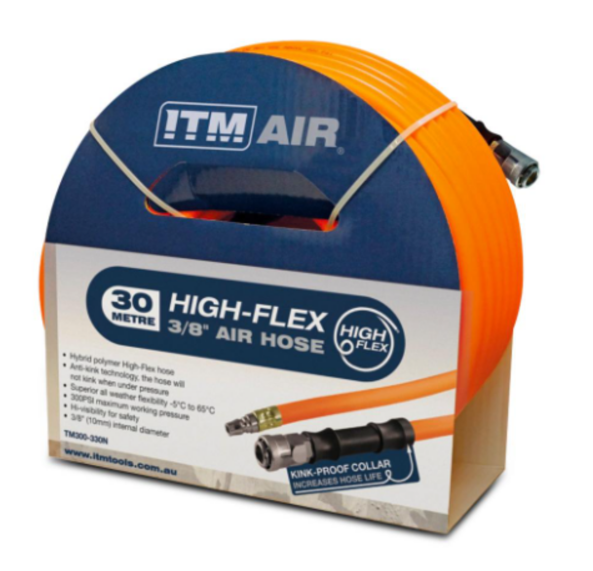 Picture of ITM AIR HOSE, 10MM (3/8") X 30M HYBRID POLYMER AIR HOSE, COMES WITH NITTO STYLE FITTINGS
