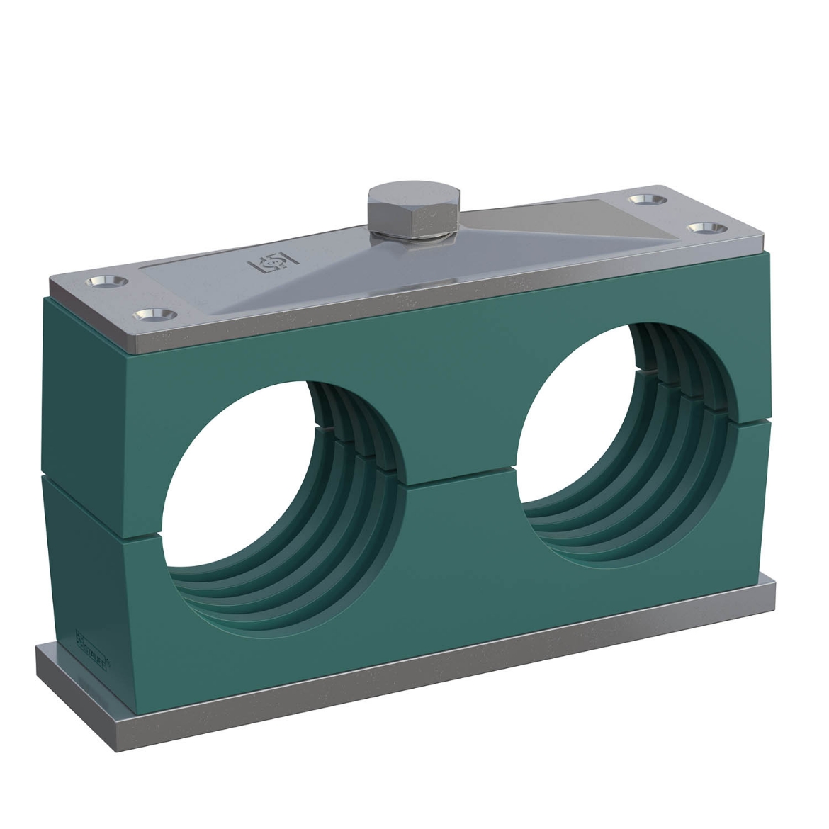 Picture of Pipe Clamp, Double 28mm, Medium Duty, C/W Top Plate & Hex Bolt