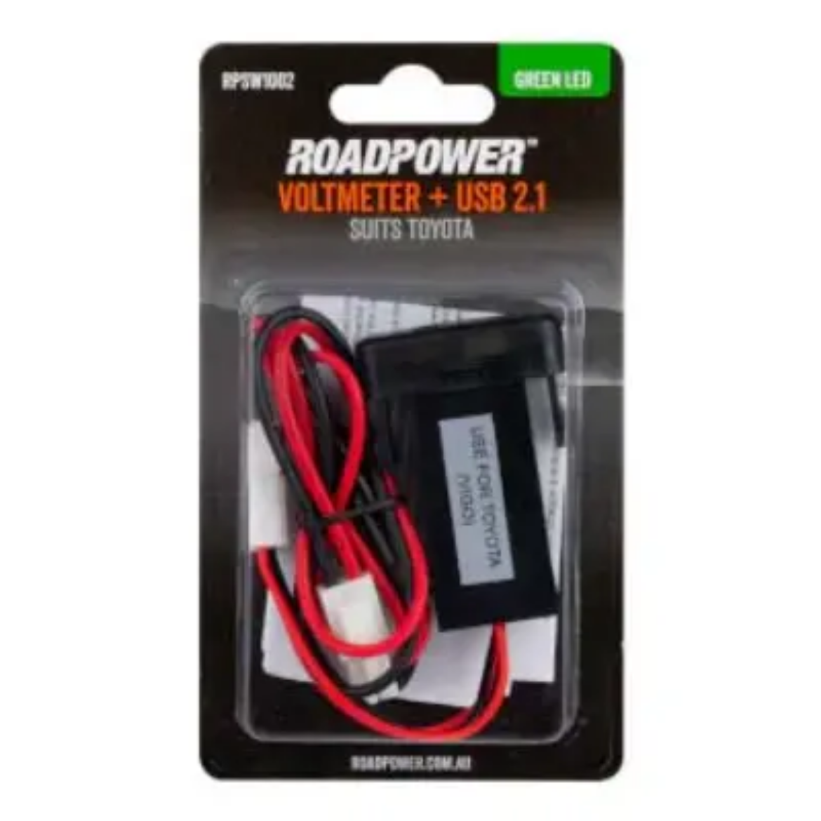 Picture of AUX Voltmeter USB 2.1A Suits Toyota OE Style Includes Harness 39 x 21mm Green LED