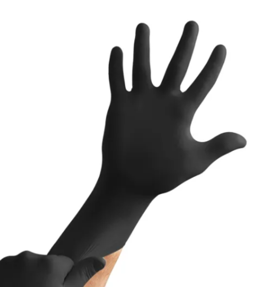 Picture of DISPOSABLE BLACK HEAVY DUTY NITRILE POWDER FREE GLOVES - XL, 100 PER BOX