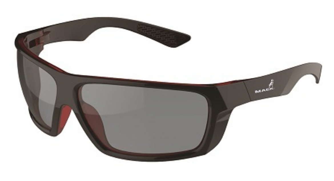 Picture of Mack Monterey Safety Glasses, Photochromatic grey  (red/black high gloss frame), Anti-scratch
