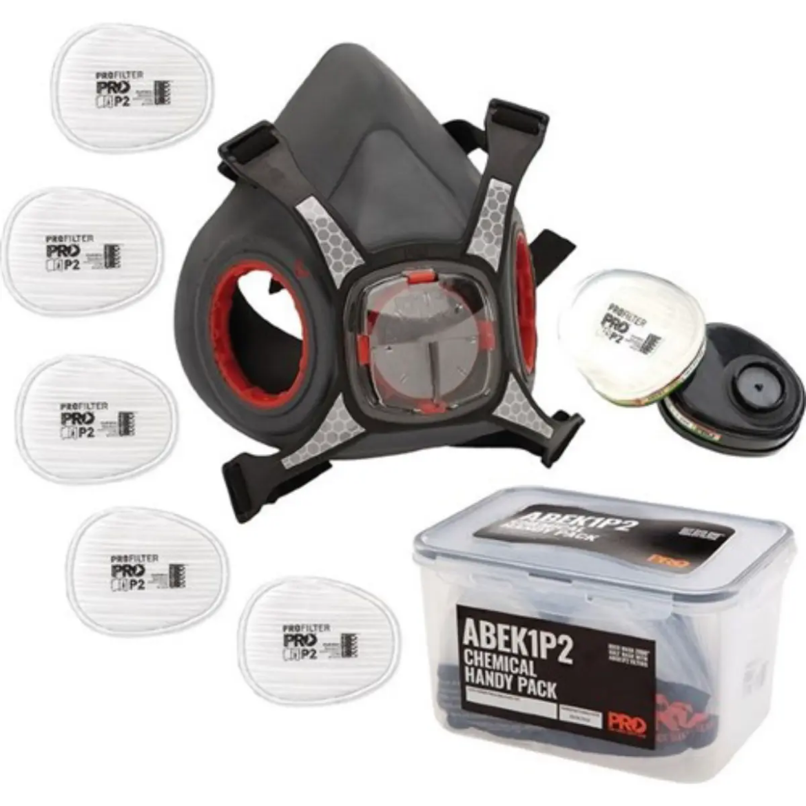 Picture of MAXI MASK 2000 HALF FACE RESPIRATOR CHEMICAL KIT HANDY PACK WITH P2 & 5 PAIRS PRE FILTER REPLACEMENTS