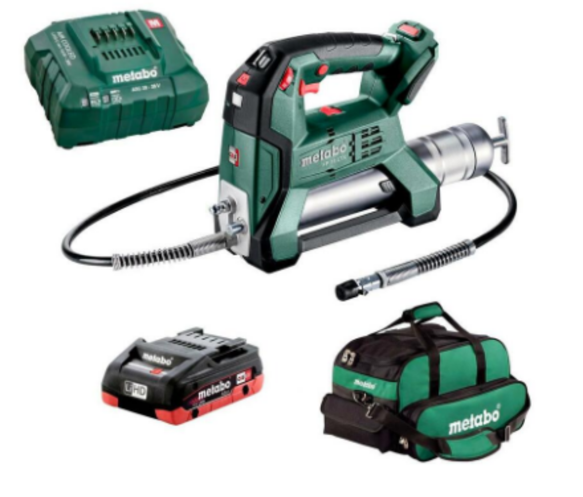 Picture of METABO Grease Gun Kit, 18V, 450/500g, FP 18 LTX, Incl. Battery Charger ASC55, 1 x 4.0 Ah LiHD Battery, 1 x Small Tool Bag