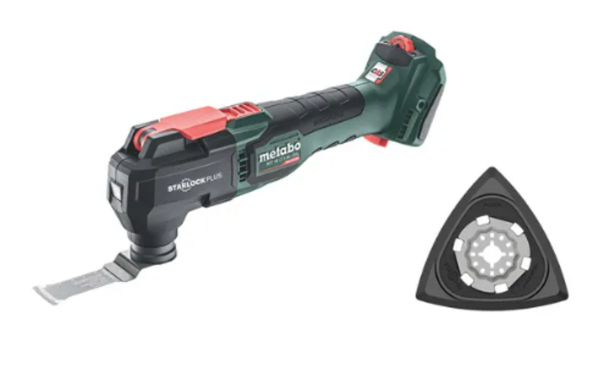 Picture of METABO Multi-Tool Skin, Brushless, c/w Plunge Saw Blade 32 mm Wood/Metal and Triangular Base Plate 93 mm, MT 18 LTX BL QSL - SKIN ONLY