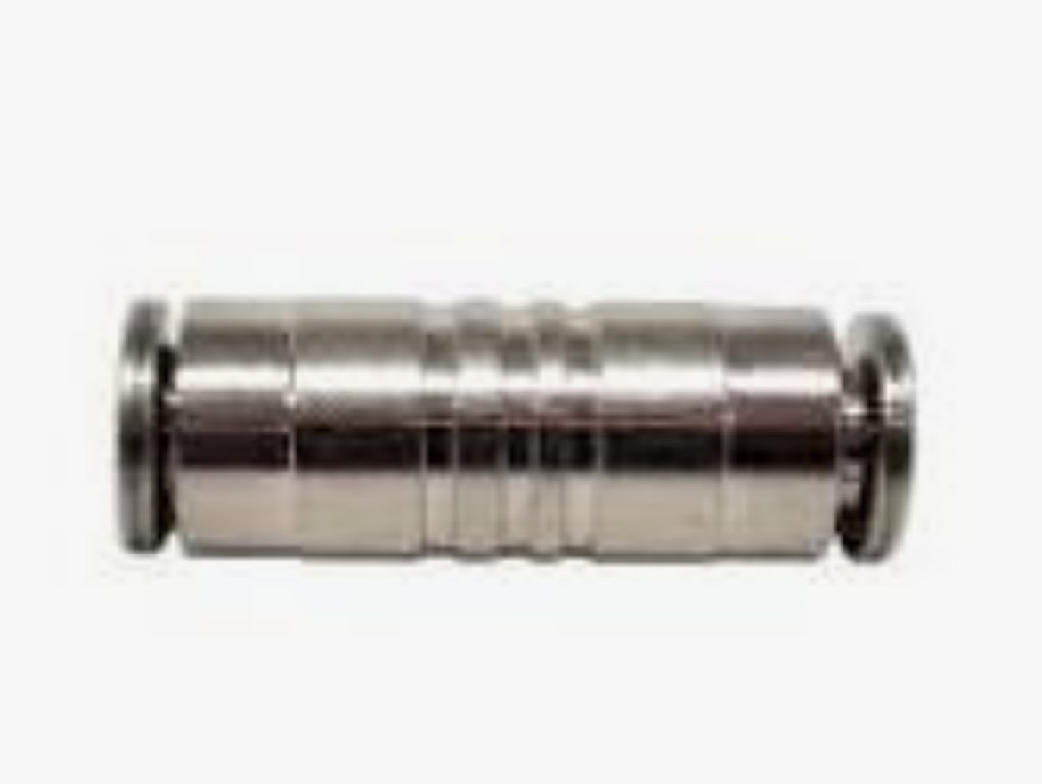 Picture of JOINER, Straight, Push Fit 6mm Nylon Tube
*PLEASE NOTE CHANGE*
THIS REINFORCED/SMOOTH COLLAR FITTING
NOW HAS A GROOVE IN THE COLLAR AND
SKF STAMPED ON THE FACE AND IS NOW
SUITABLE FOR USE WITH BOTH 6mm STEEL
TAIL/STUD AND 6mm PLASTIC TUBE