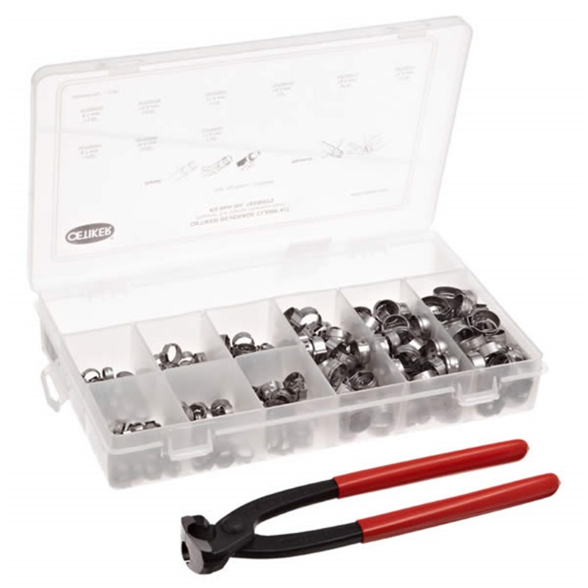 Picture of O'Clip Clamp Kit, 7-9mm to 23-27mm, C/W Tool, Zinc Plated, 150 Pce
