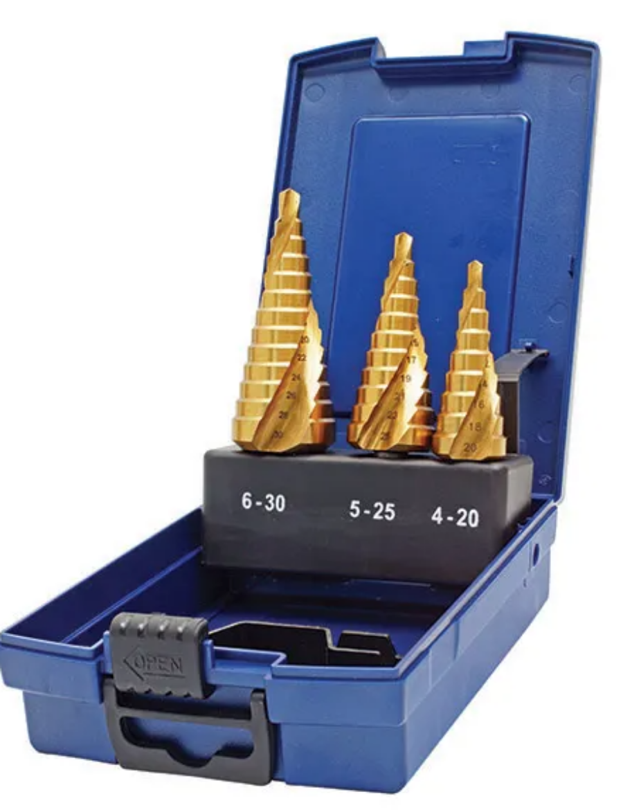 Picture of HOLEMAKER SPIRAL FLUTE STEP DRILL SET, 3 PIECE, 4-20MM / 5-25MM / 6-30MM