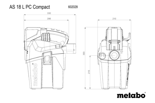 Picture of METABO Vacuum Cleaner, 18V Compact, 6L, AS 18 L PC COMPACT - SKIN ONLY