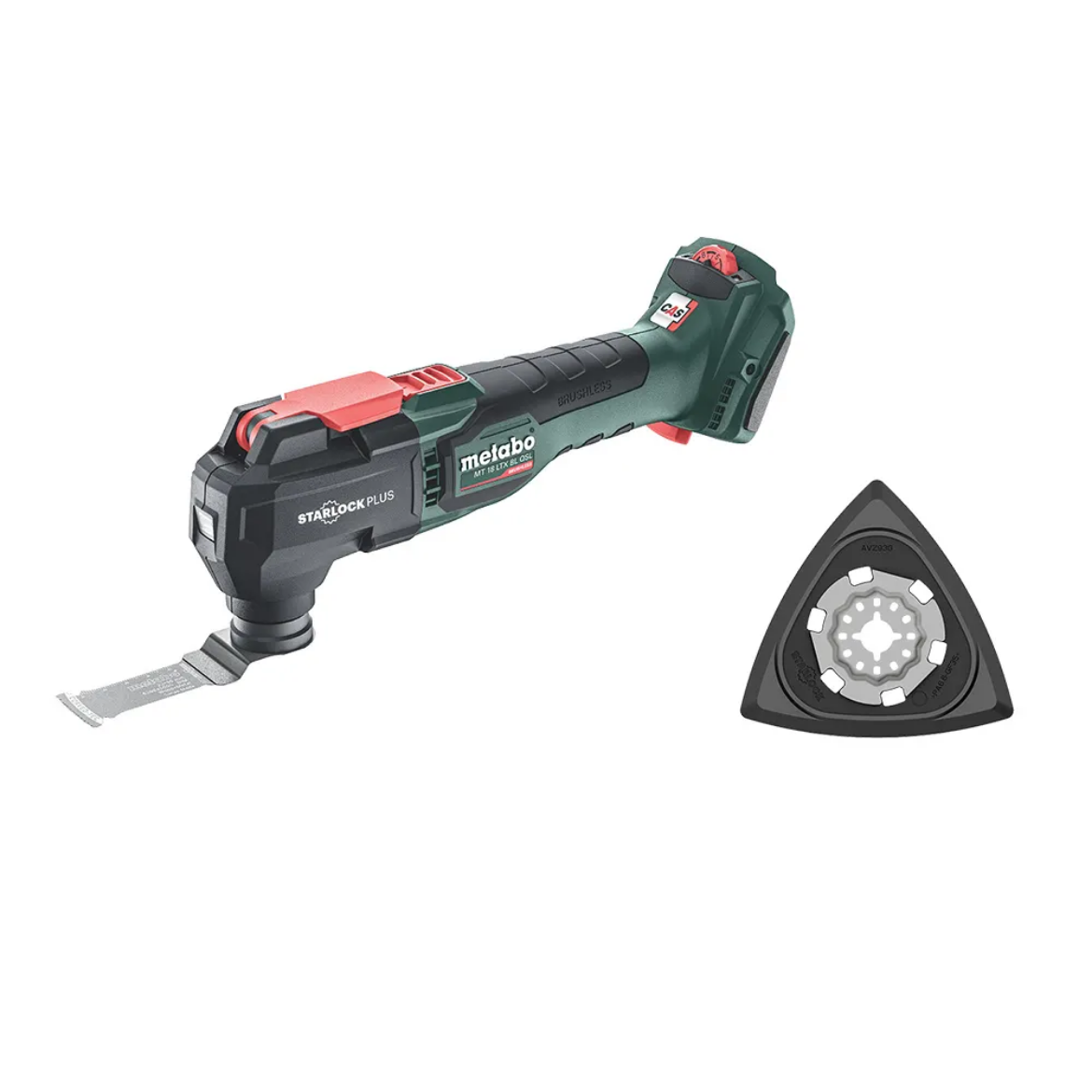 Picture of METABO Multi-Tool Skin, Brushless, c/w Plunge Saw Blade 32 mm Wood/Metal and Triangular Base Plate 93 mm, MT 18 LTX BL QSL - SKIN ONLY