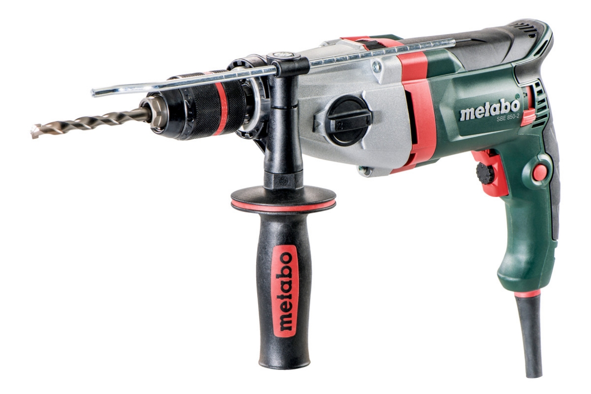 Picture of METABO Impact Drill, 850W, Marathon Motor, Safety Clutch, Aluminium Gear Housing, Speed Pre-Selection: 0-1,100 / 0-3,100/Min, 58,900 bpm, Keyless Chuck Capacity: 1.5-13 mm, SBE 850-2